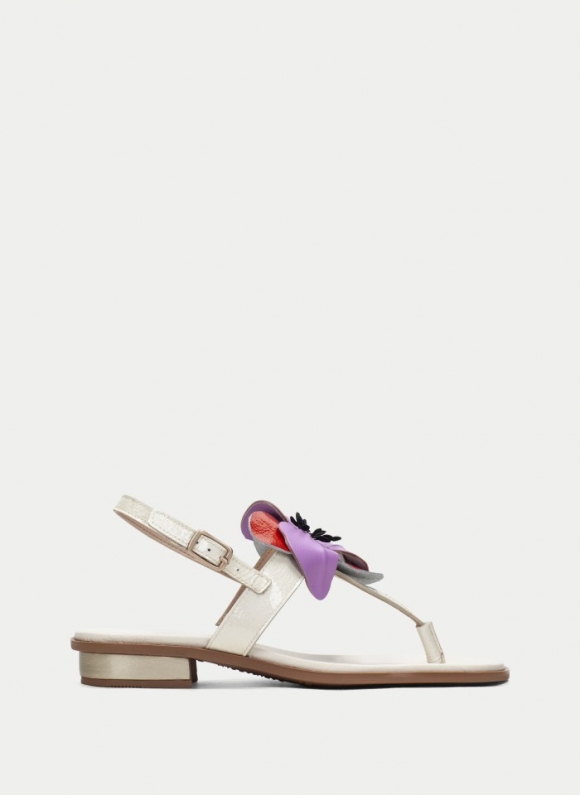 Hispanitas Sandalia Plana Ibiza Crema Violet Hispanitas Sandalia Plana Ibiza Crema Violet