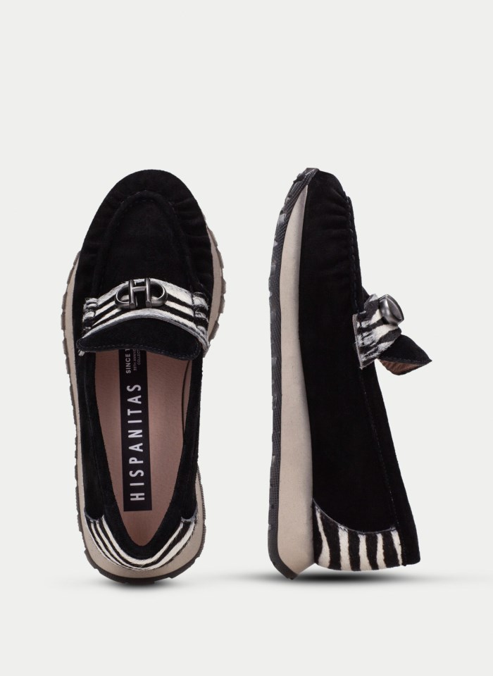 Hispanitas Mocasín Sport Kansas Negro Cebra