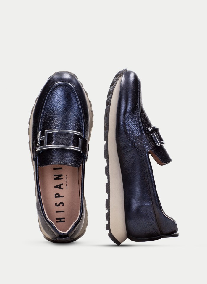 Hispanitas Mocasín Sport Loira Azul Metalizado