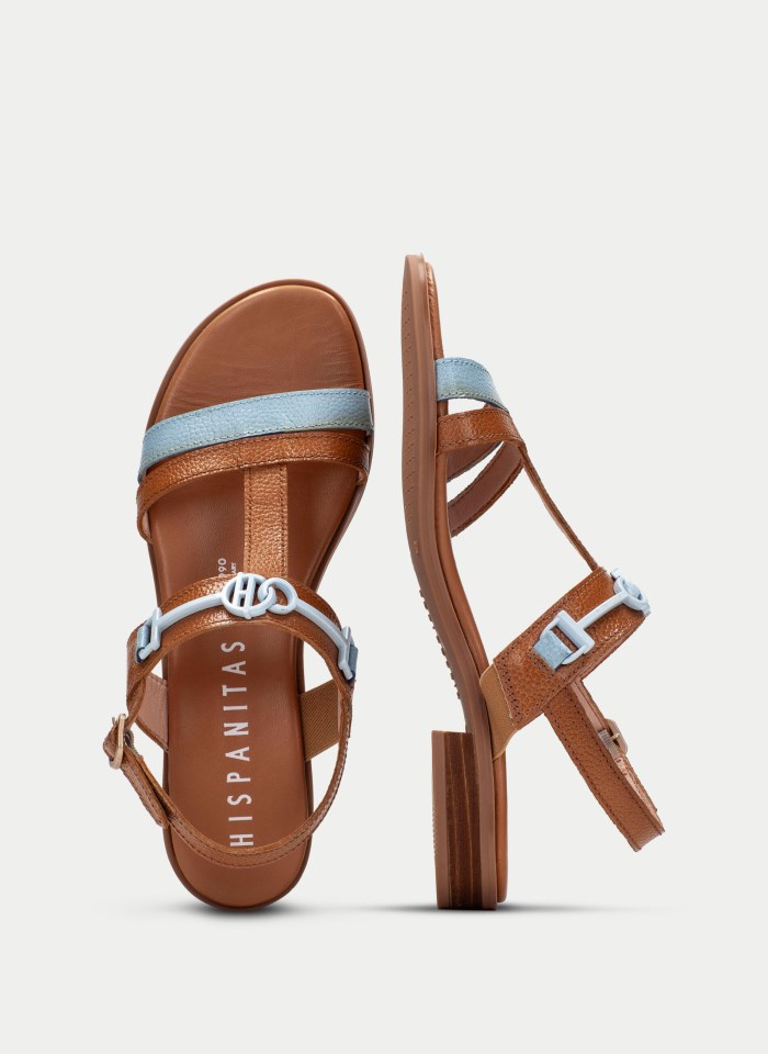 Hispanitas Sandalia Plana Yakarta Celeste Cuero