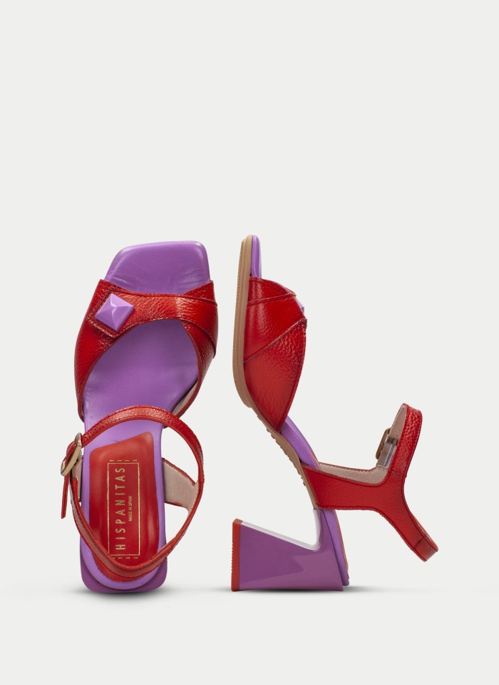 Hispanitas Sandalia Tacón Mallorca Violet Rojo