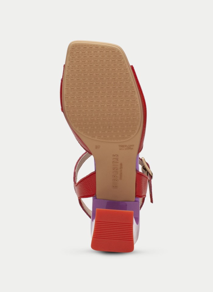 Hispanitas Sandalia Tacón Mallorca Violet Rojo
