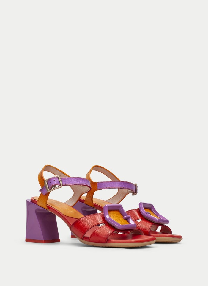 Hispanitas Sandalia Tacón Mallorca Rojo Violet Naranja