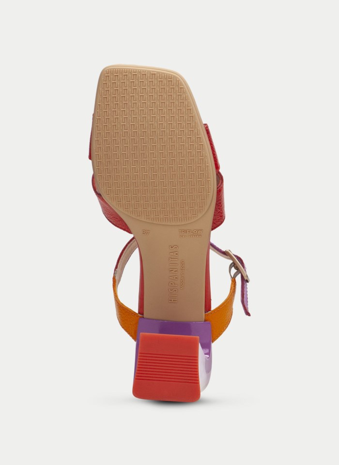 Hispanitas Sandalia Tacón Mallorca Rojo Violet Naranja