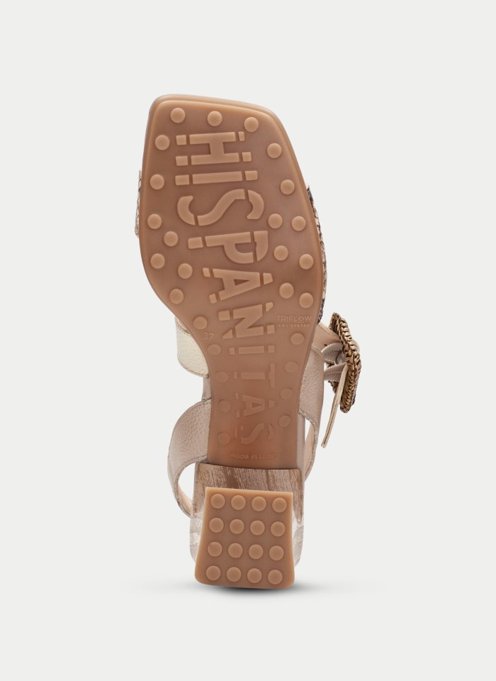 Hispanitas Sandalia Tacón Miami Snake Taupe