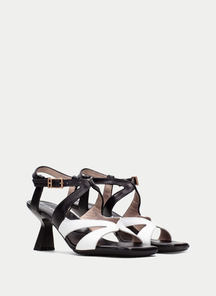 Hispanitas Sandalia Tacón Danielle Negro Blanco