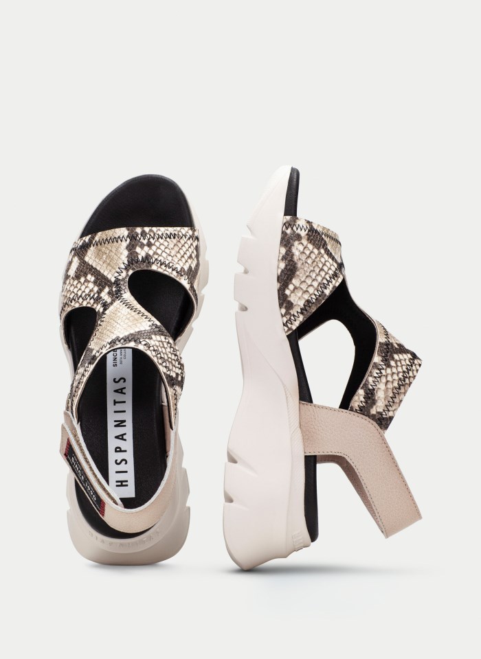Hispanitas Sandalia Sport Dakar Python Taupe
