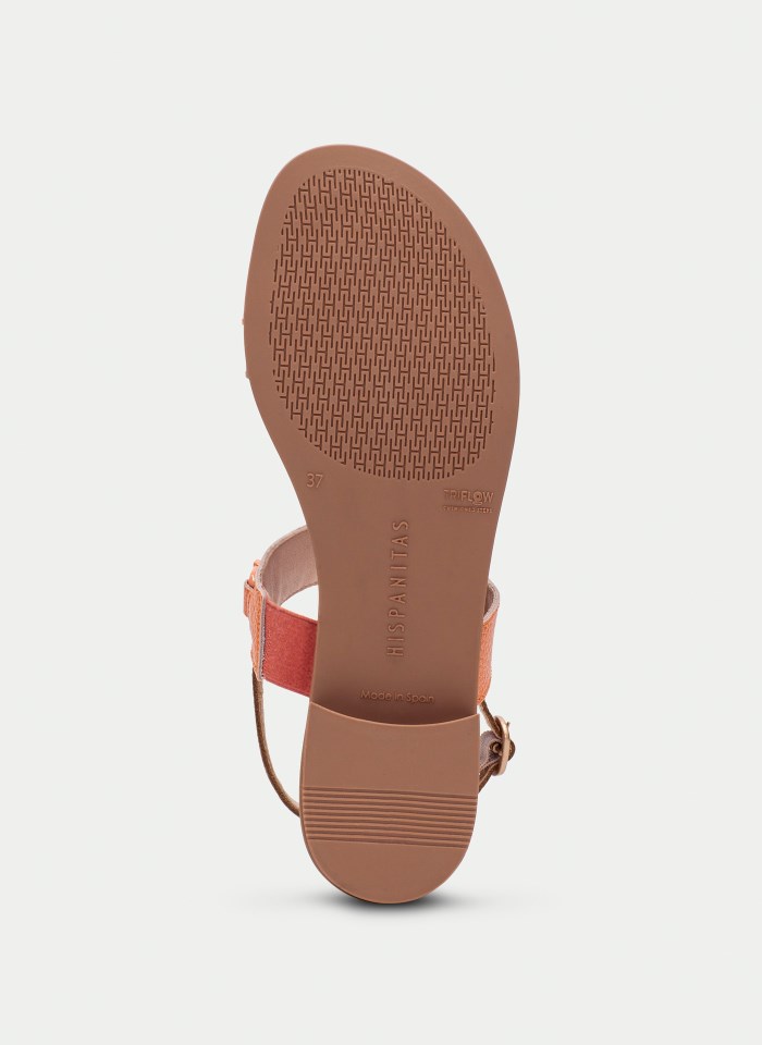 Hispanitas Sandalia Plana Yakarta Cuero Coral