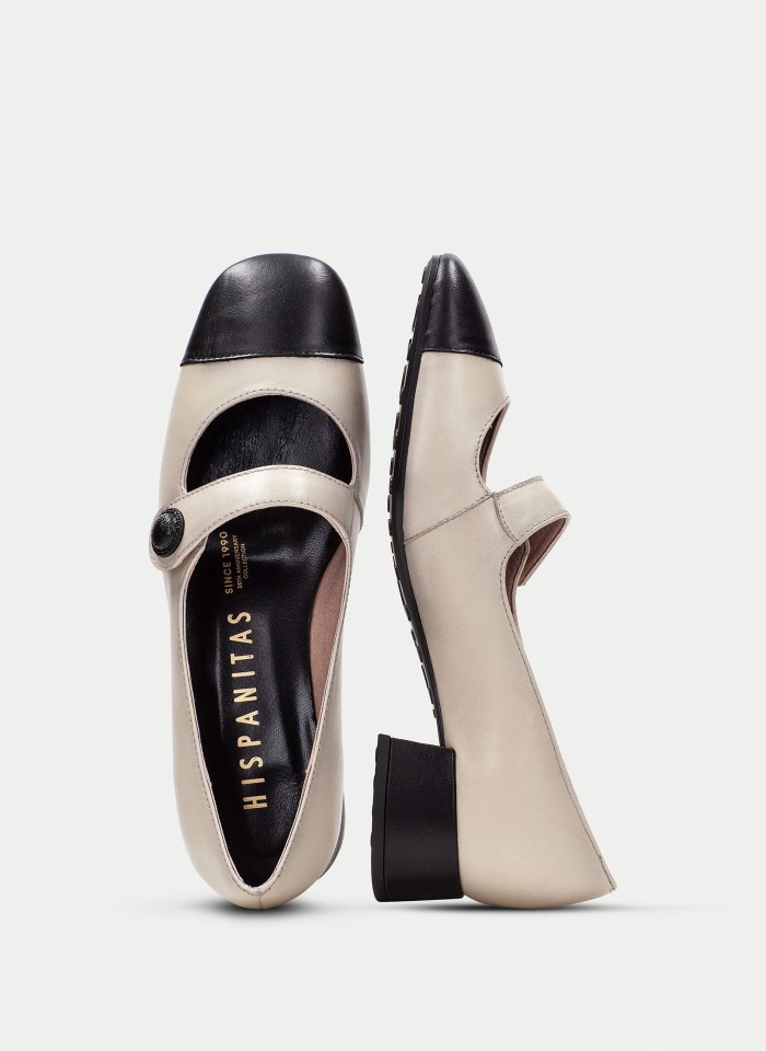 Hispanitas Mary Jane Oporto Crema Negro