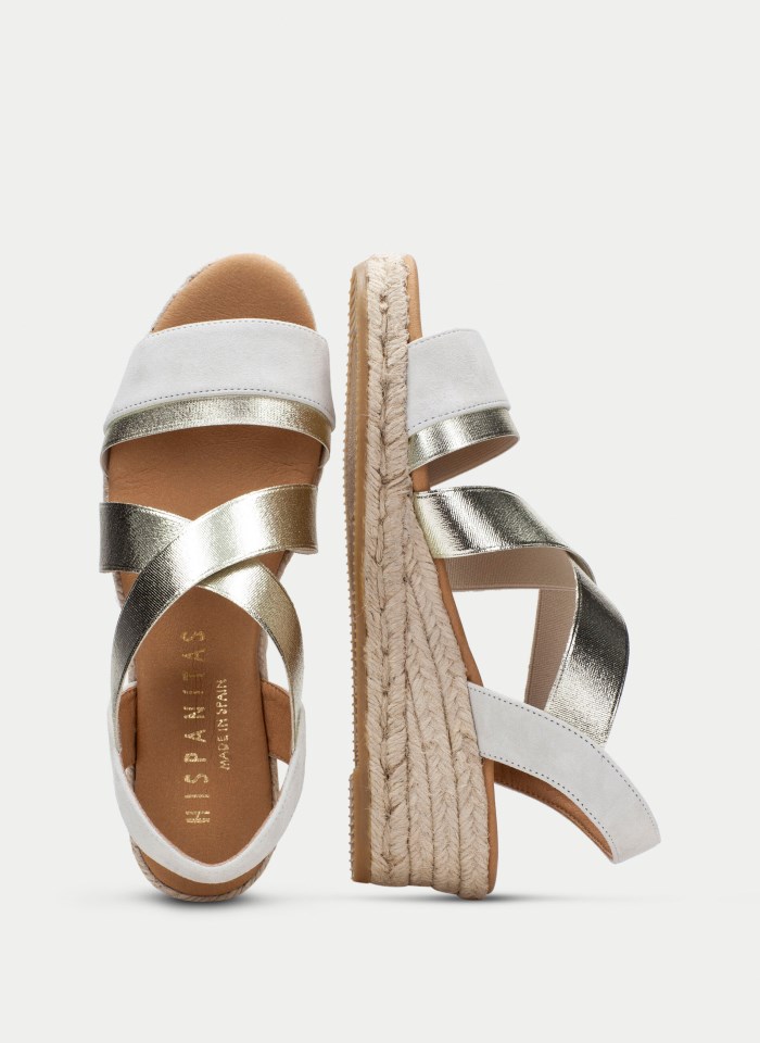 Hispanitas Espadrilles Yute Blanco Oro