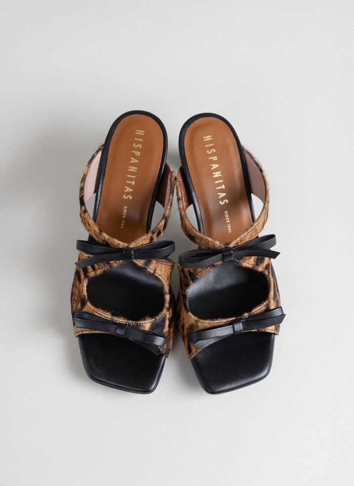 Hispanitas Sandalia Tacón Rosa Leopardo Camel Negro