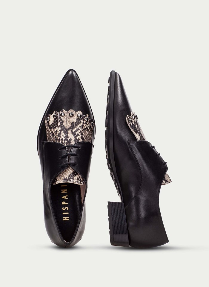 Hispanitas Zapato Plano Turin Negro Python