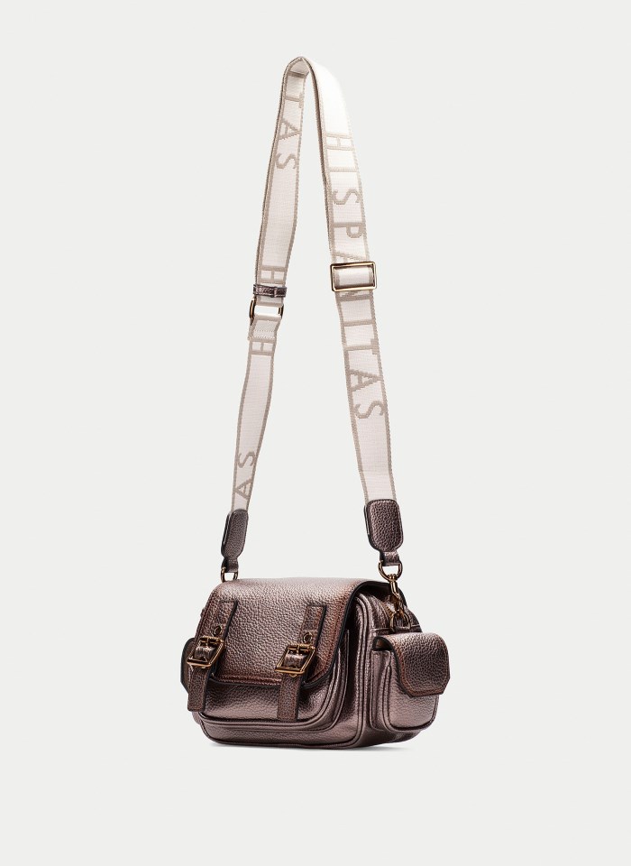 Hispanitas Bolso De Hombro Taupe Metalizado