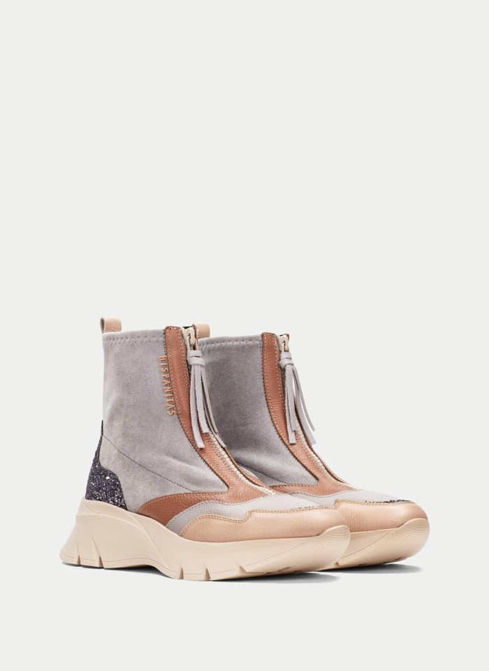Hispanitas Botin Sport Helsinki Gris Tierra Glitter