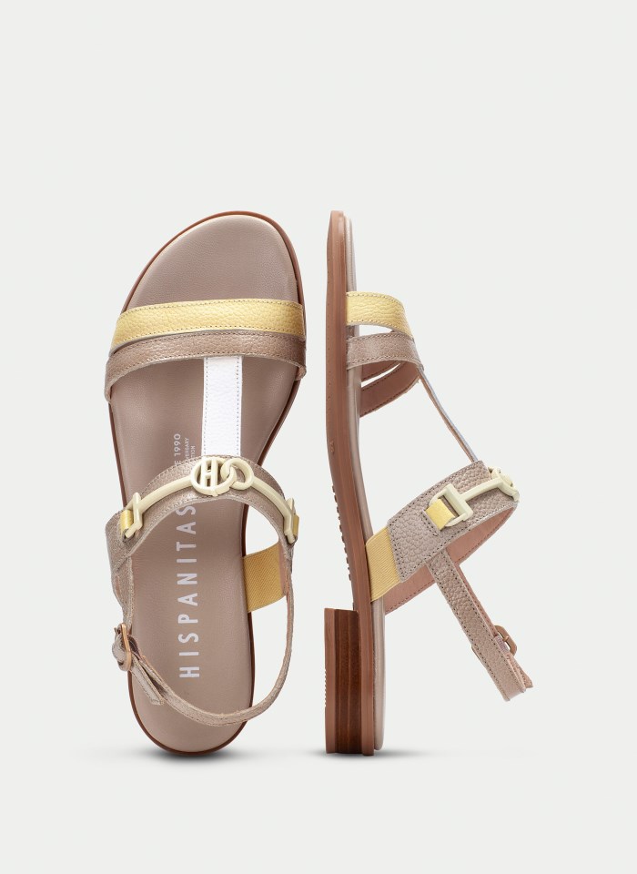 Hispanitas Sandalia Plana Yakarta Banana Taupe