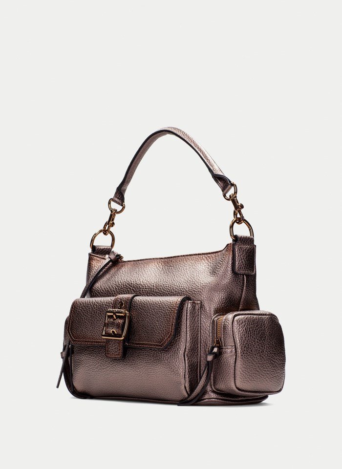Hispanitas Bolso De Hombro Taupe Metalizado