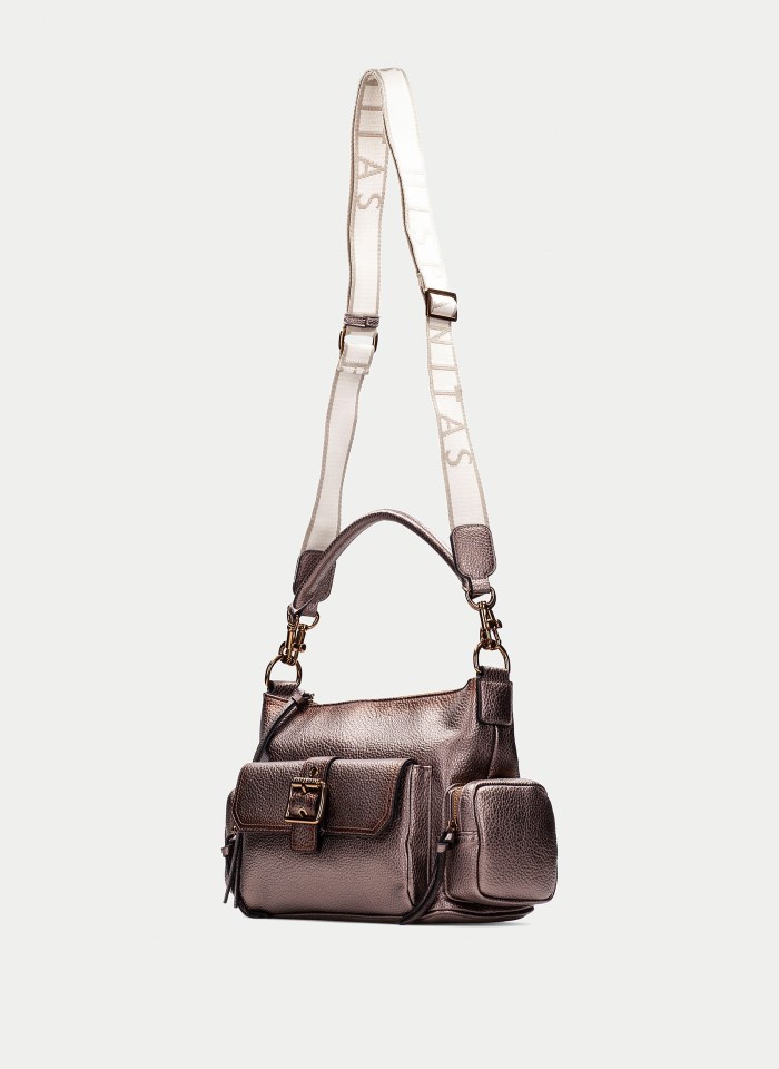 Hispanitas Bolso De Hombro Taupe Metalizado