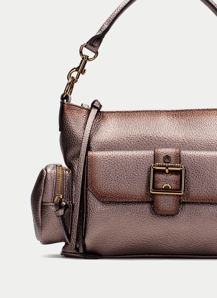 Hispanitas Bolso De Hombro Taupe Metalizado