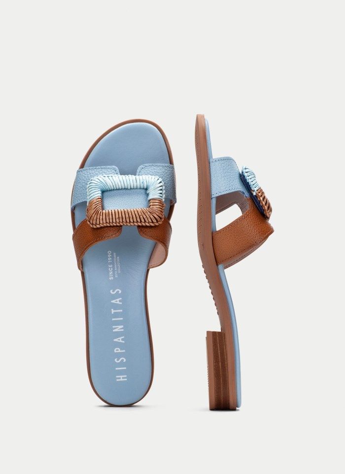 Hispanitas Sandalia Plana Yakarta Celeste Cuero