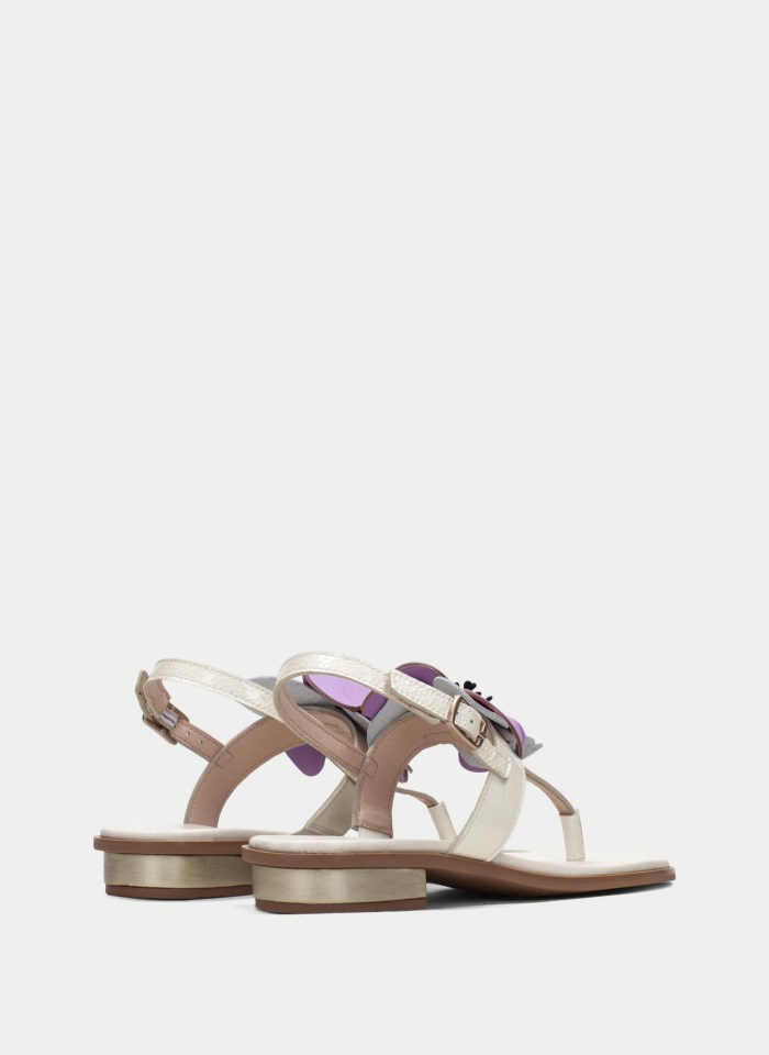 Hispanitas Sandalia Plana Ibiza Crema Violet