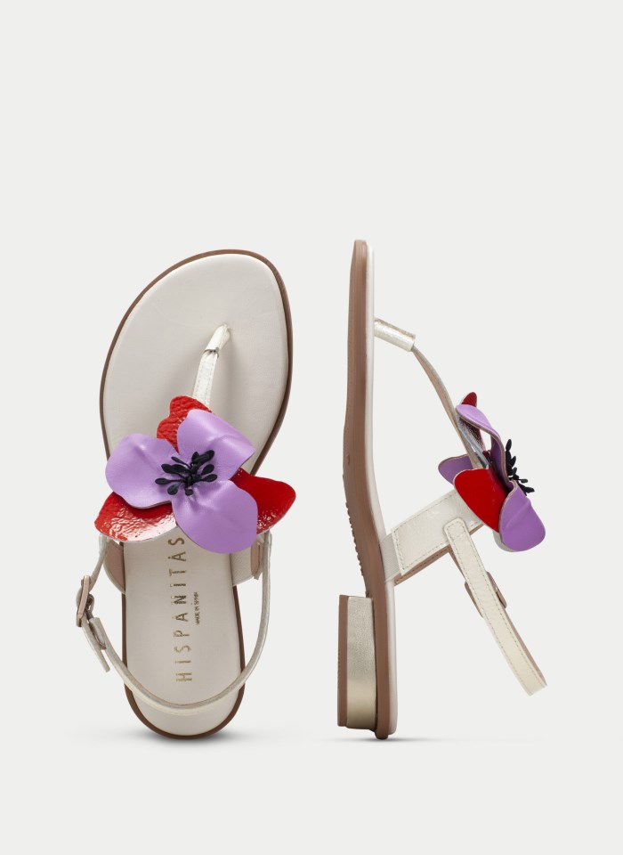 Hispanitas Sandalia Plana Ibiza Crema Violet