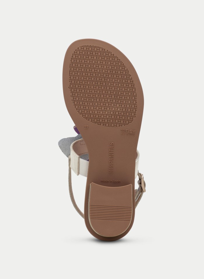 Hispanitas Sandalia Plana Ibiza Crema Violet