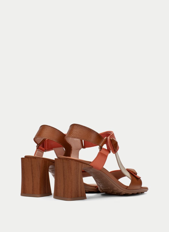 Hispanitas Sandalia Tacón Miami Cuero Coral