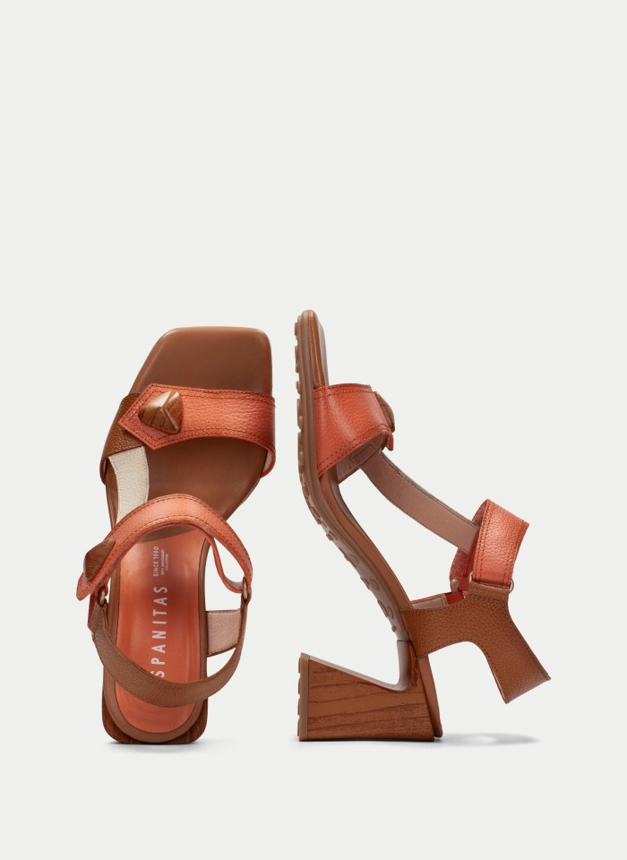 Hispanitas Sandalia Tacón Miami Cuero Coral