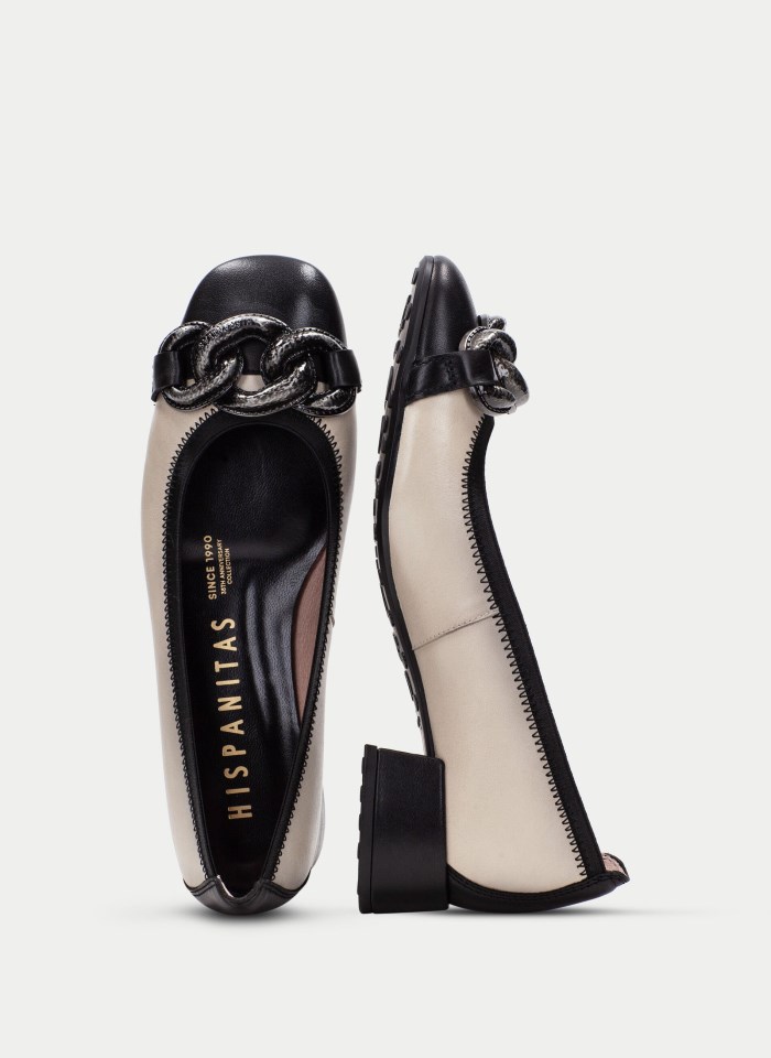 Hispanitas Bailarina Tacon Oporto Negro Crema