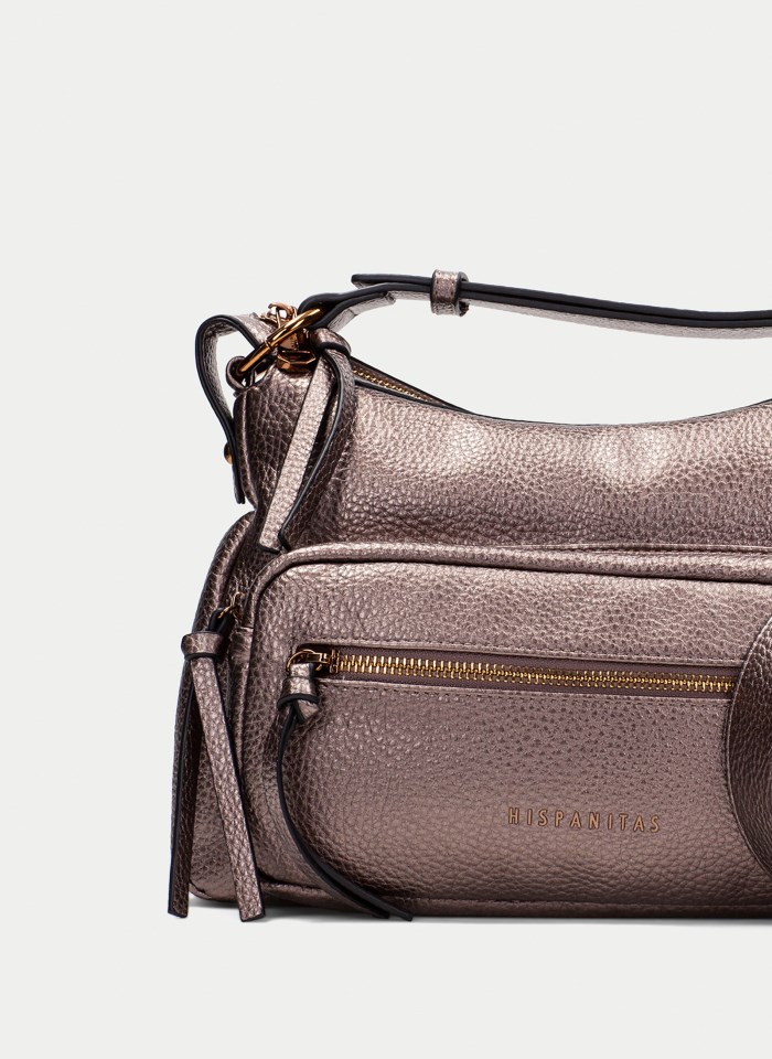Hispanitas Bolso De Hombro Taupe Metalizado