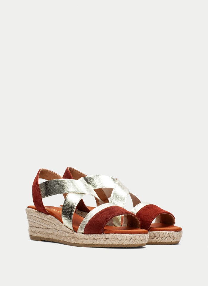 Hispanitas Espadrilles Yute Cuero Oro