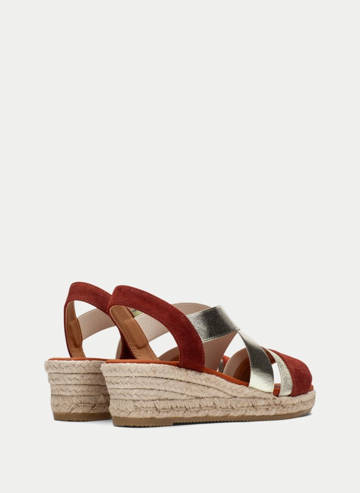 Hispanitas Espadrilles Yute Cuero Oro