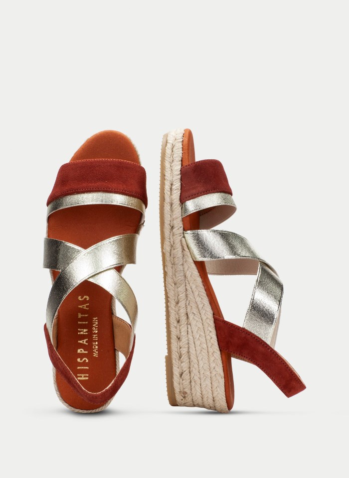 Hispanitas Espadrilles Yute Cuero Oro